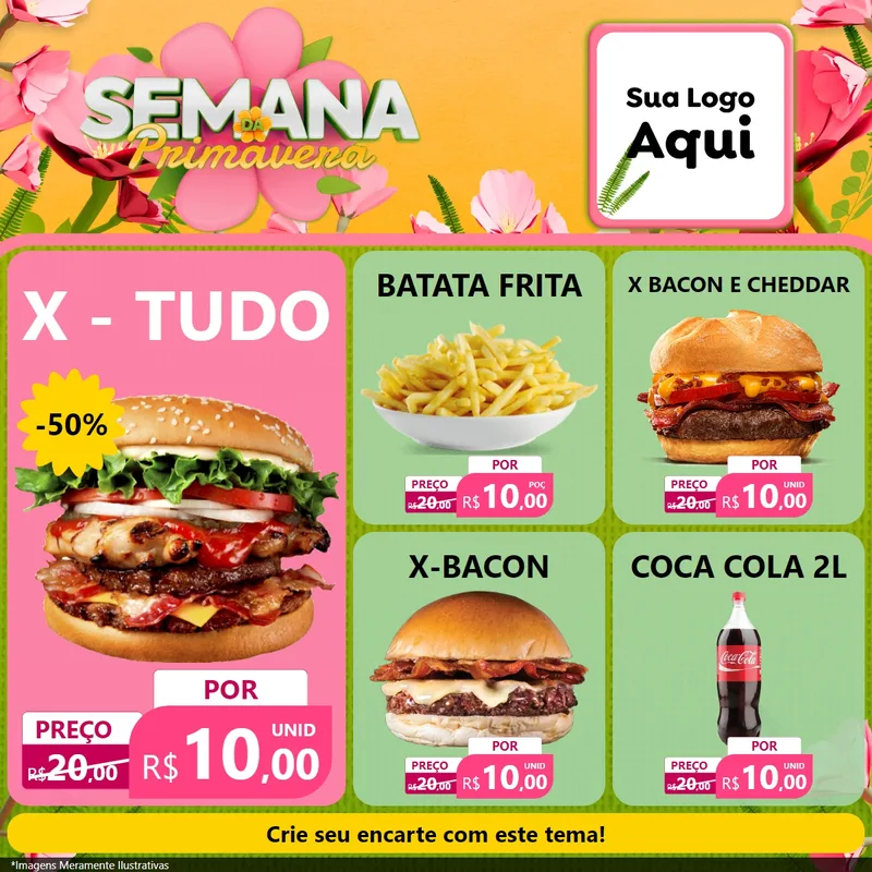 Modelo de Rede Social para Feed Facebook com o tema Semana da Primavera para Hamburgueria