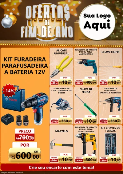 Modelo de Encarte para Encarte A4 Vertical com o tema Ofertas de Fim de Ano para Maquinas e Ferramentas