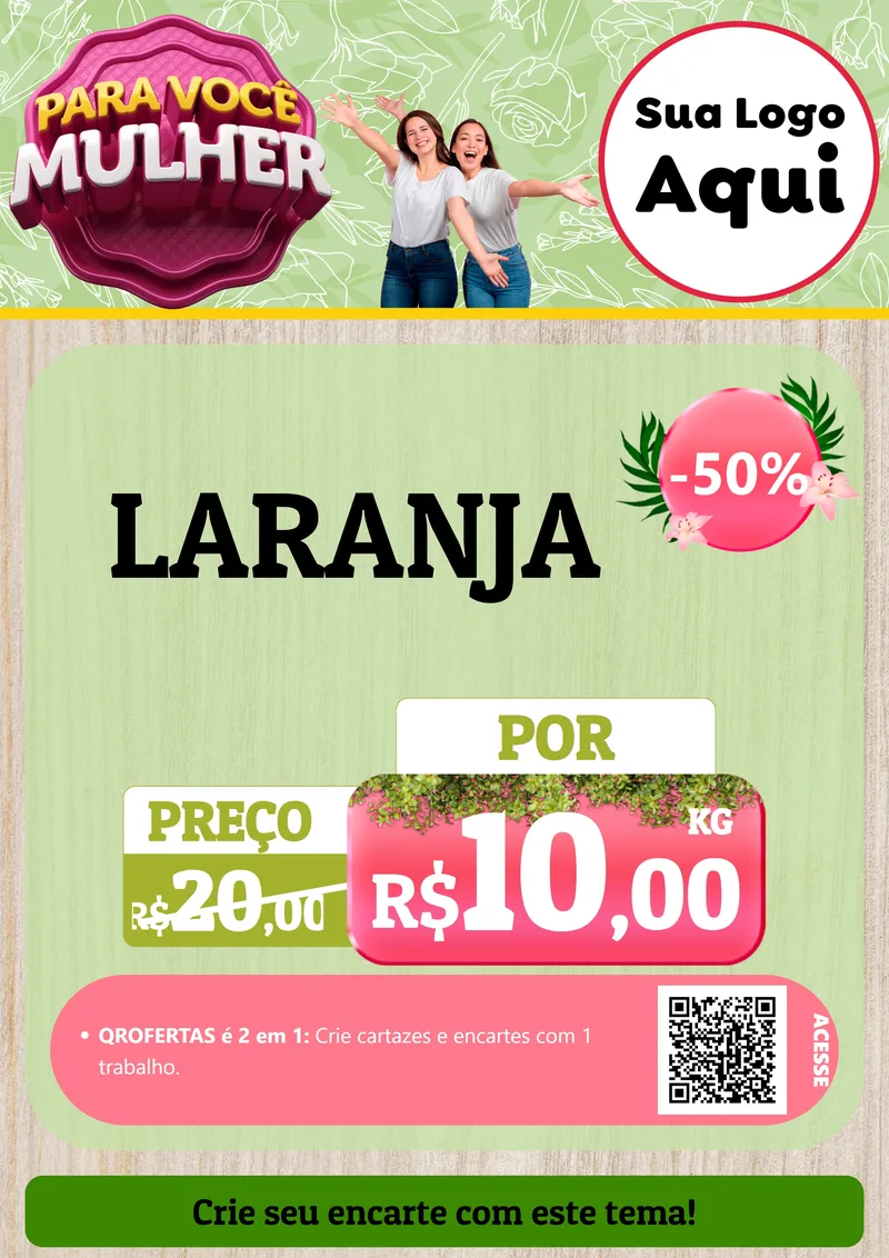 Modelo de Cartaz para Cartaz A4 Vertical com o tema Para Você Mulher para Hortifrúti