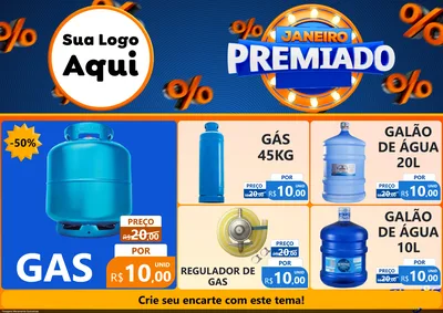 Modelo de Encarte para Encarte A4 Horizontal com o tema Janeiro Premiado para Água e gás