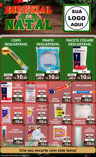 Modelo de Encarte para Encarte Grande com o tema Especial de Natal para Embalagens