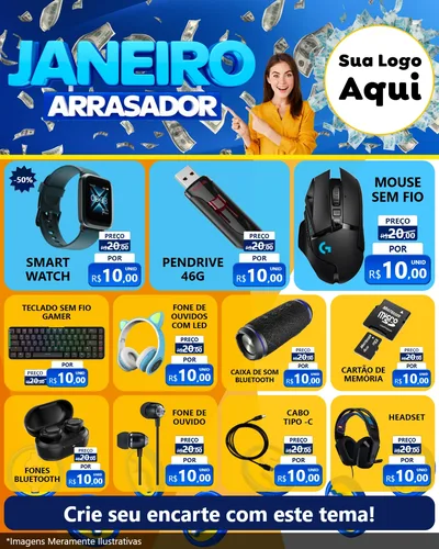 Modelo de Rede Social para Feed Instagram com o tema Janeiro Arrasador para Informática