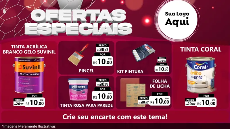 Modelo de TV para TV Horizontal com o tema Ofertas Especiais - Futebol para Tintas e Ferramentas