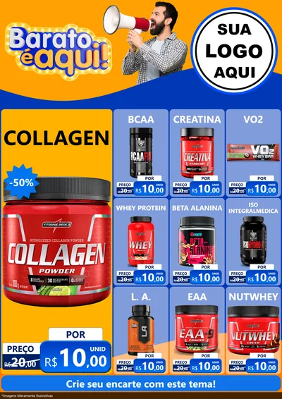 Modelo de Encarte para Encarte A4 Vertical com o tema Barato é aqui para Suplementos alimentares