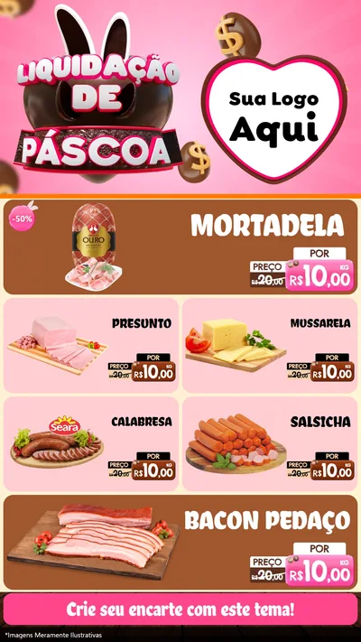 Modelo de TV para TV Vertical com o tema Liquidação de Páscoa para Frios e Laticínios