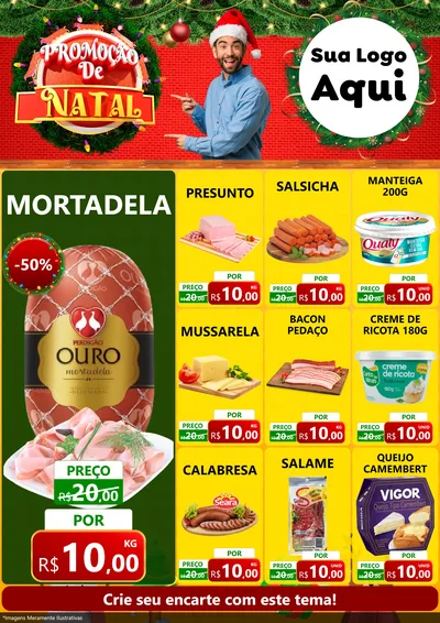 Modelo de Encarte para Encarte A4 Vertical com o tema Promoção de Natal para Frios e Laticínios