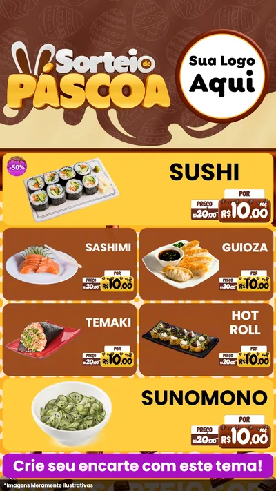 Modelo de TV para TV Vertical com o tema Sorteio de Páscoa para Comida japonesa