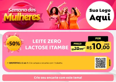 Modelo de Cartaz para Cartaz A4 Horizontal com o tema Semana das Mulheres para Frios e Laticínios