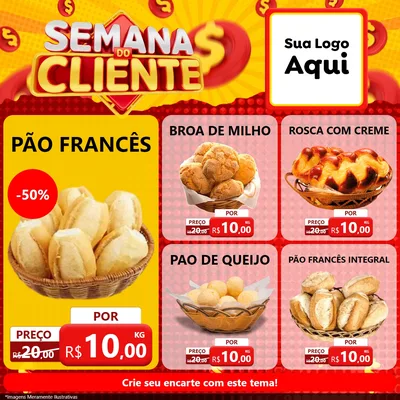 Modelo de Rede Social para Feed Facebook com o tema Semana do Cliente para Padaria