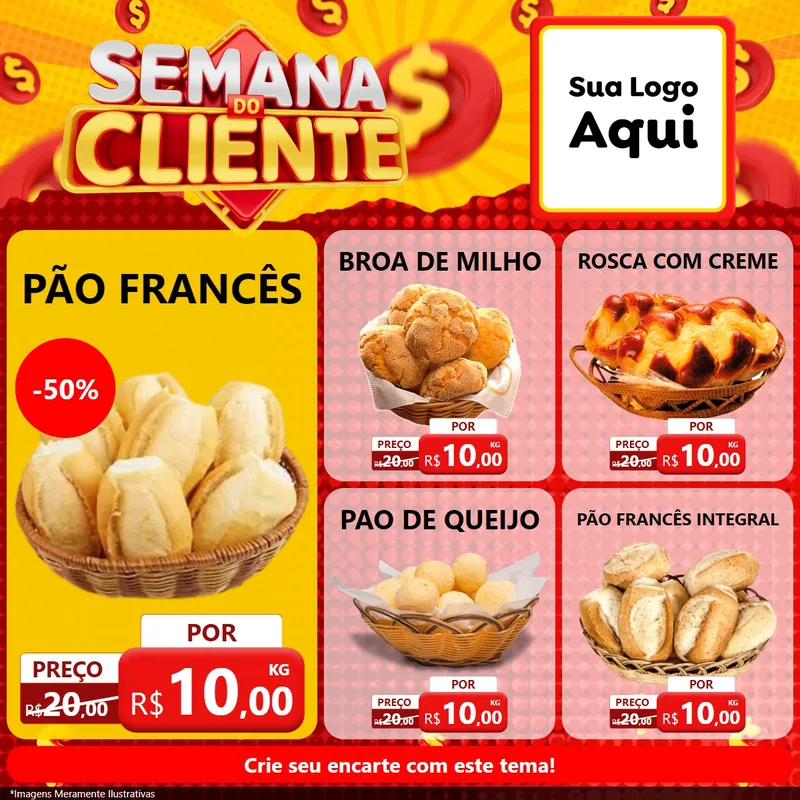 Modelo de Rede Social para Feed Facebook com o tema Semana do Cliente para Padaria