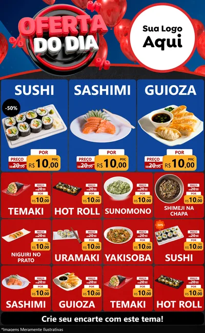 Modelo de Encarte para Encarte Grande com o tema Oferta do Dia para Comida japonesa