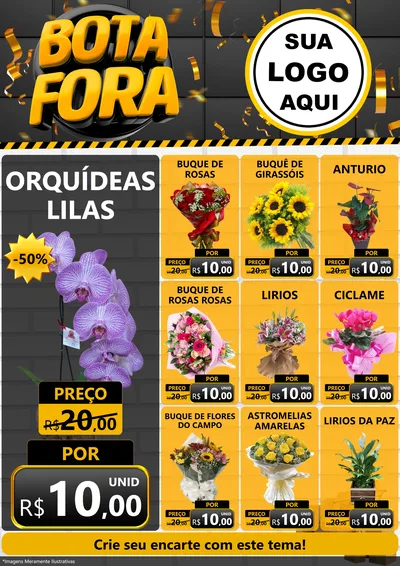 Modelo de Encarte para Encarte A4 Vertical com o tema Bota Fora para Floricultura e jardim
