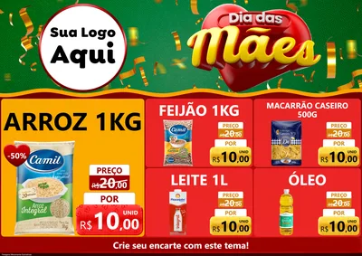 Modelo de Encarte para Encarte A4 Horizontal com o tema Dia das Mães para Supermercado