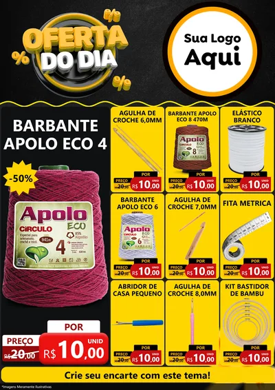 Modelo de Encarte para Encarte A4 Vertical com o tema Oferta Do Dia para Armarinho e Aviamentos