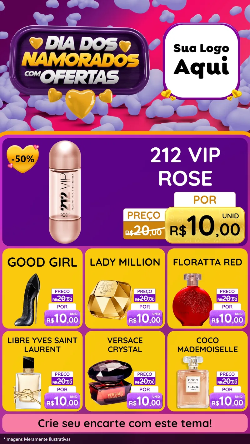 Modelo de Rede Social para Stories com o tema Dia Dos Namorados Com Ofertas para Perfumes