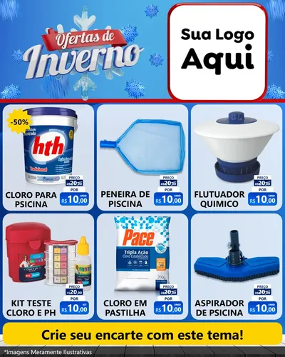Modelo de Rede Social para Feed Instagram com o tema Ofertas de Inverno para Produtos para Piscina