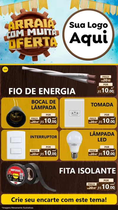 Modelo de TV para TV Vertical com o tema Ofertas de São João - Junina para Materiais Elétricos