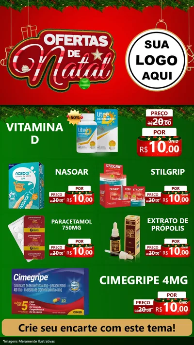 Modelo de TV para TV Vertical com o tema Ofertas de Natal para Farmácia