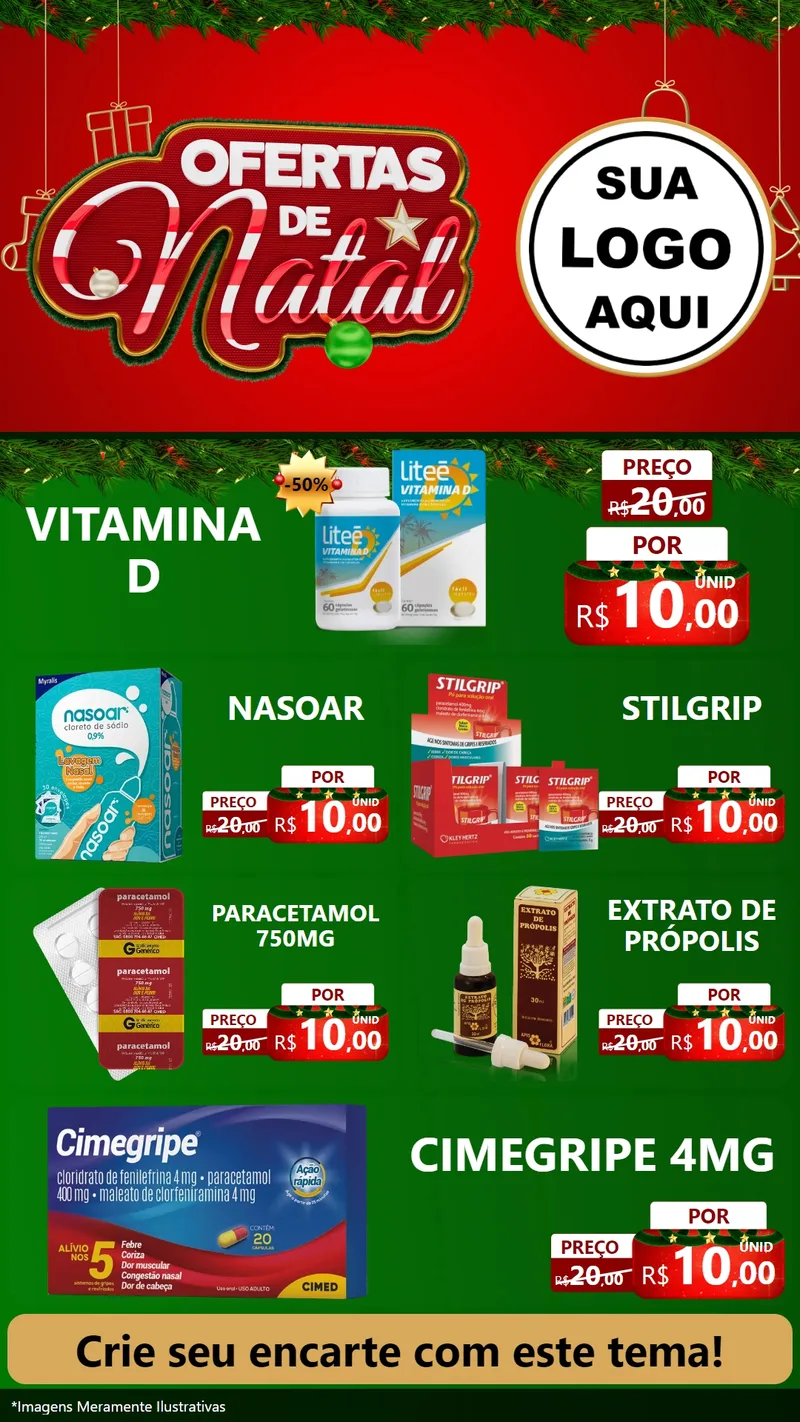 Modelo de TV para TV Vertical com o tema Ofertas de Natal para Farmácia