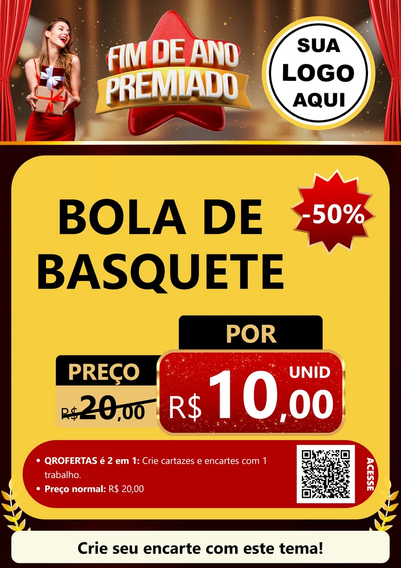 Modelo de Cartaz para Cartaz A4 Vertical com o tema Fim de Ano Premiado para Artigos Esportivos