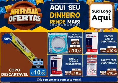 Modelo de Encarte para Encarte A4 Horizontal com o tema Arraiá de Ofertas - Junina para Embalagens