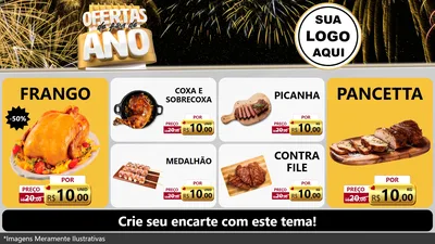 Modelo de TV para TV Horizontal com o tema Ofertas de Fim de Ano para Assados