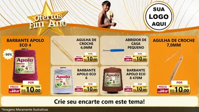 Modelo de TV para TV Horizontal com o tema Ofertas Fim de Ano para Armarinho e Aviamentos