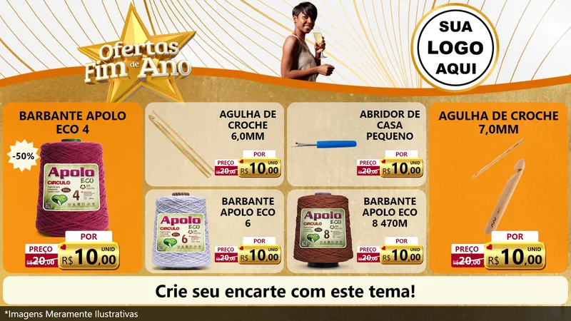 Modelo de TV para TV Horizontal com o tema Ofertas Fim de Ano para Armarinho e Aviamentos