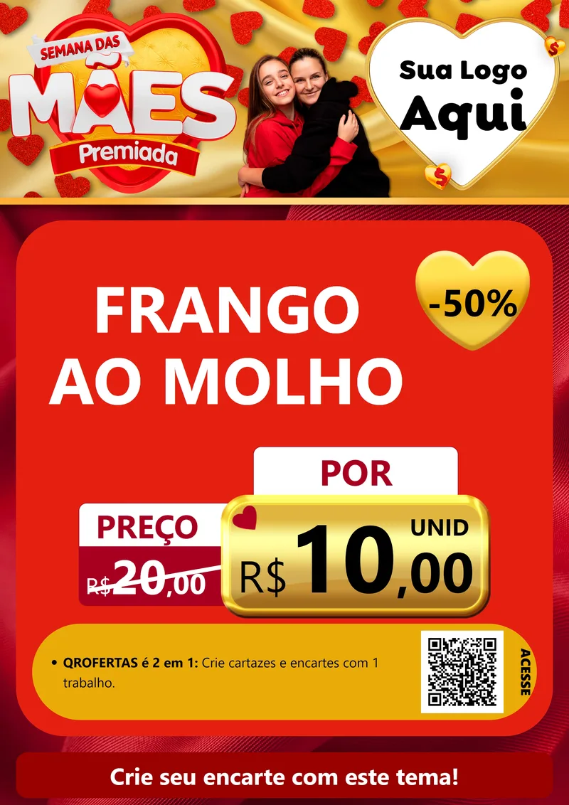 Modelo de Cartaz para Cartaz A4 Vertical com o tema Semana das Mães Premiada para Restaurante