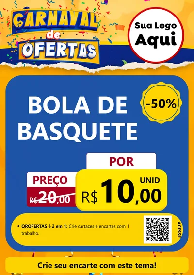 Modelo de Cartaz para Cartaz A4 Vertical com o tema Carnaval de Ofertas para Artigos Esportivos