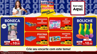 Modelo de TV para TV Horizontal com o tema Ofertas de Agosto - Preços Incríveis para Brinquedos