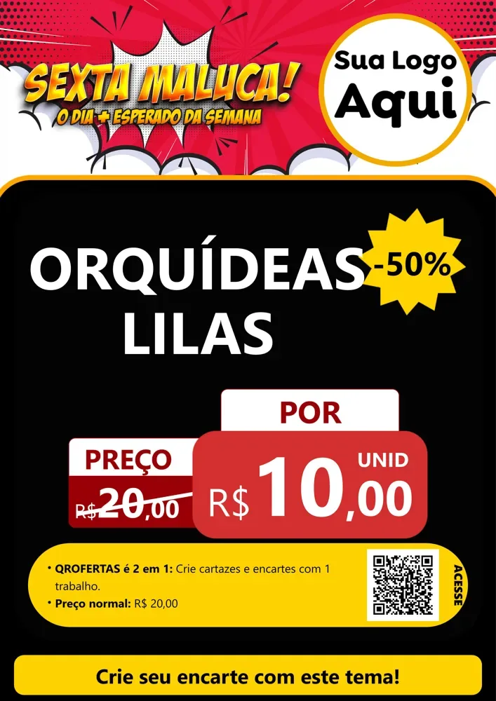 Modelo de Cartaz para Cartaz A4 Vertical com o tema Sexta Maluca! para Floricultura e jardim