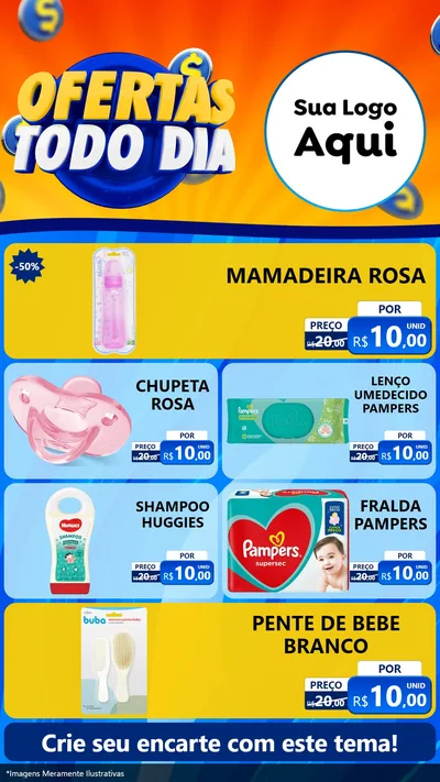 Modelo de TV para TV Vertical com o tema Ofertas Todo Dia para Bebês