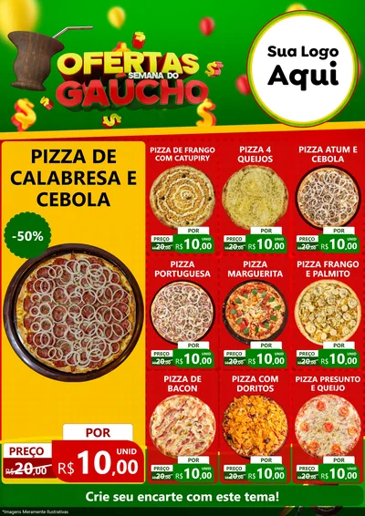 Modelo de Encarte para Encarte A4 Vertical com o tema Ofertas Semana Do Gaúcho para Pizzaria