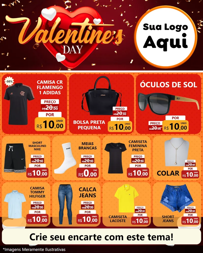 Modelo de Rede Social para Feed Instagram com o tema Valentine's Day para Roupas e acessórios