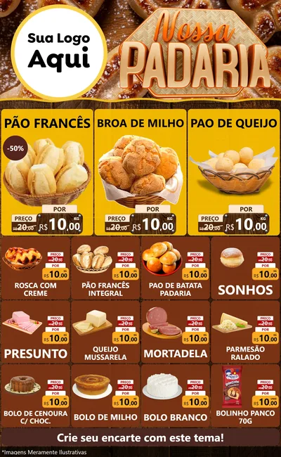 Modelo de Encarte para Encarte Grande com o tema Nossa Padaria para Padaria