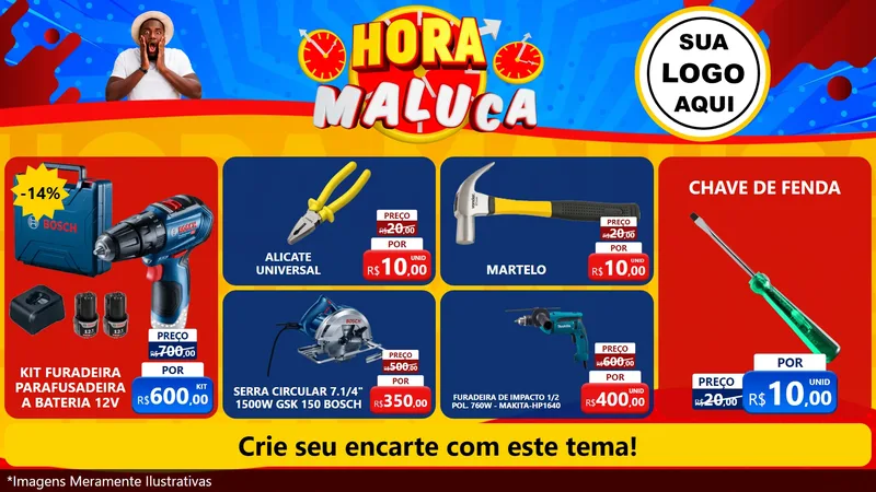 Modelo de TV para TV Horizontal com o tema Hora Maluca para Maquinas e Ferramentas