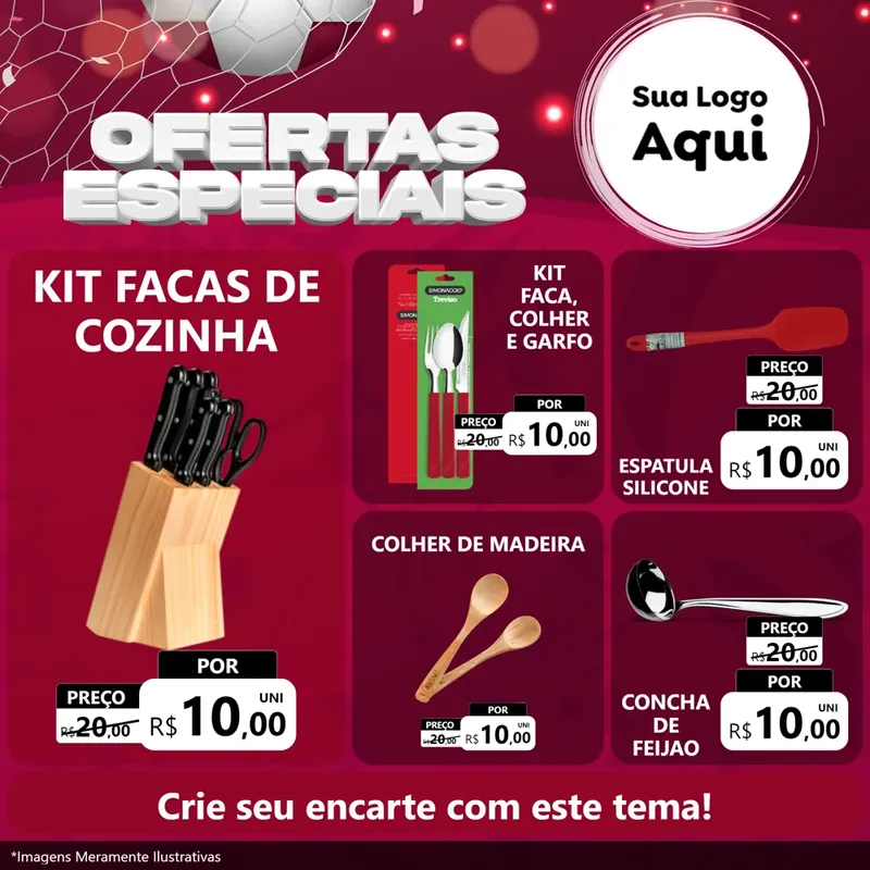 Modelo de Rede Social para Feed Facebook com o tema Ofertas Especiais - Futebol para Utilidades Domésticas