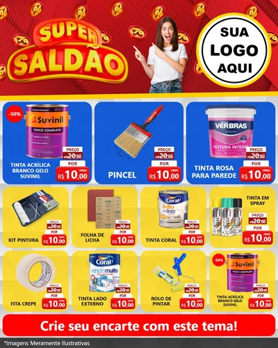 Modelo de Rede Social para Feed Instagram com o tema Super Saldão para Tintas e Ferramentas