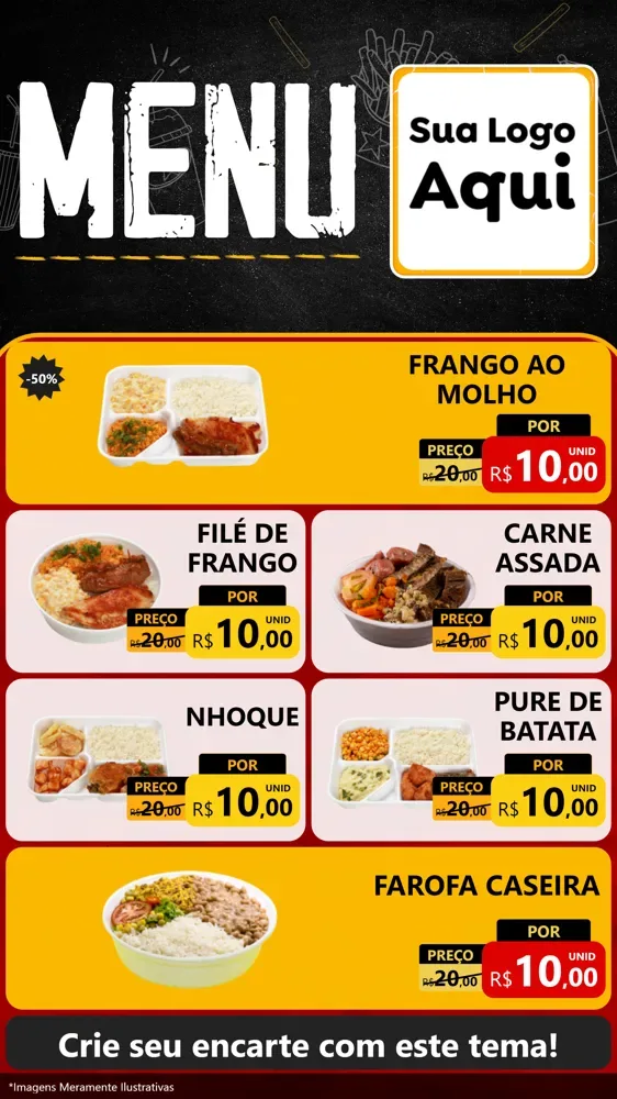 Modelo de TV para TV Vertical com o tema Menu para Restaurante