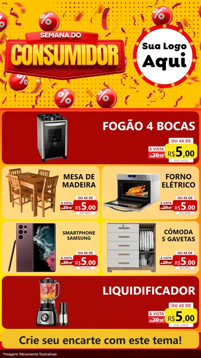 Modelo de TV para TV Vertical com o tema Semana do Consumidor para Móveis e Eletro