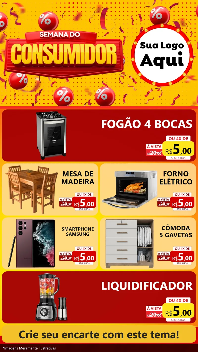 Modelo de TV para TV Vertical com o tema Semana do Consumidor para Móveis e Eletro