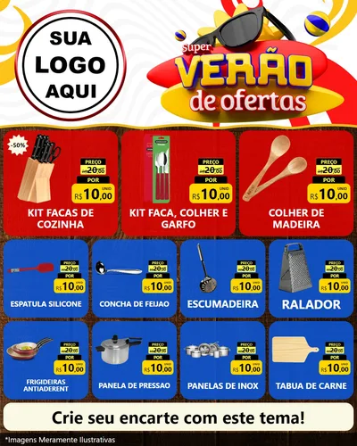 Modelo de Rede Social para Feed Instagram com o tema Super Verão de Ofertas para Utilidades Domésticas