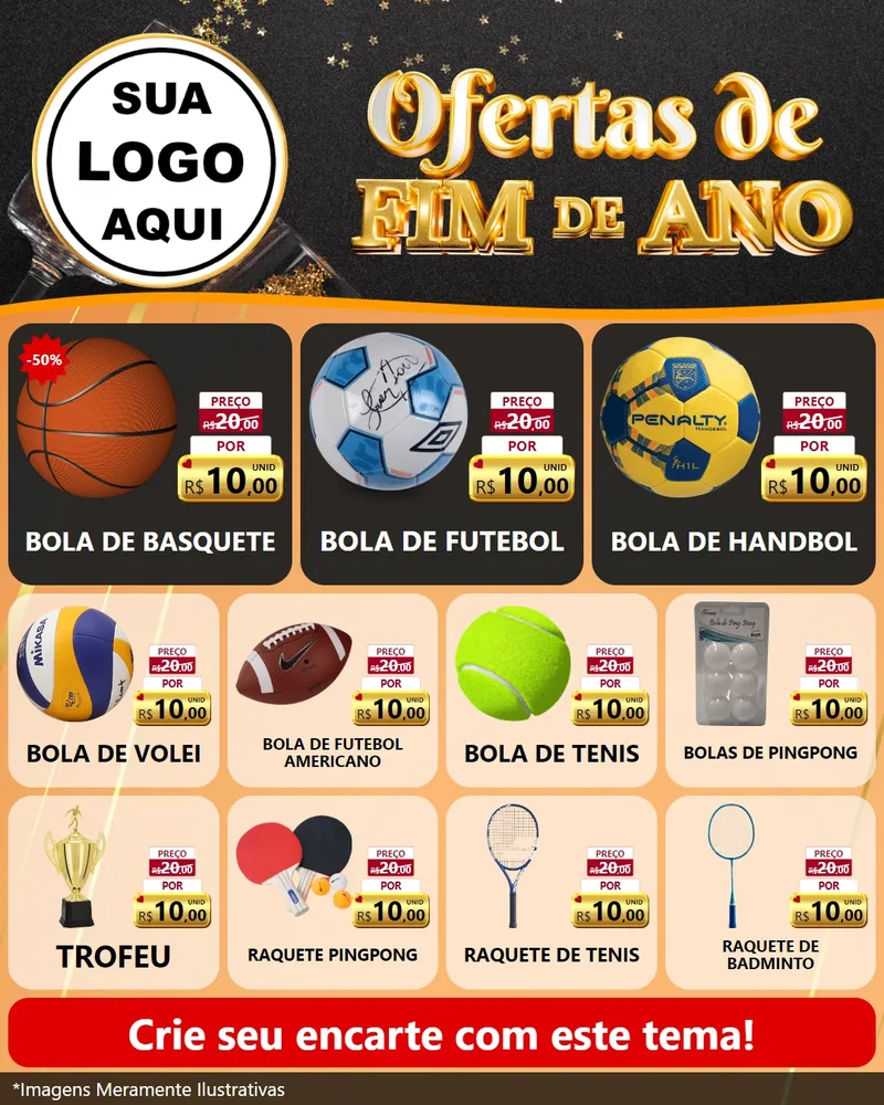 Modelo de Rede Social para Feed Instagram com o tema Ofertas de Fim de Ano para Artigos Esportivos