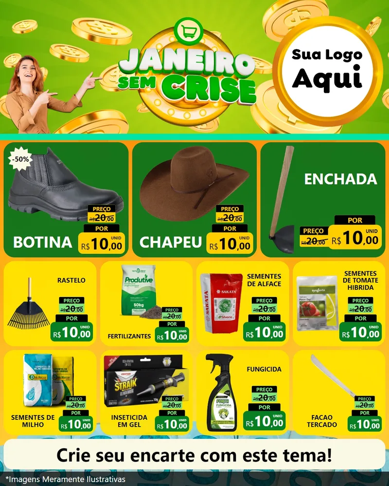 Modelo de Rede Social para Feed Instagram com o tema Janeiro Sem Crise para Agropecuária