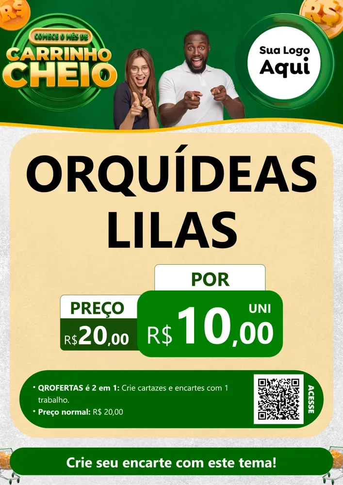 Modelo de Cartaz para Cartaz A4 Vertical com o tema Carrinho Cheio para Floricultura e jardim