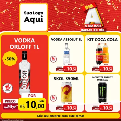 Modelo de Rede Social para Feed Facebook com o tema Dia A o Dia Mais Barato do Mês para Distribuidora de bebidas