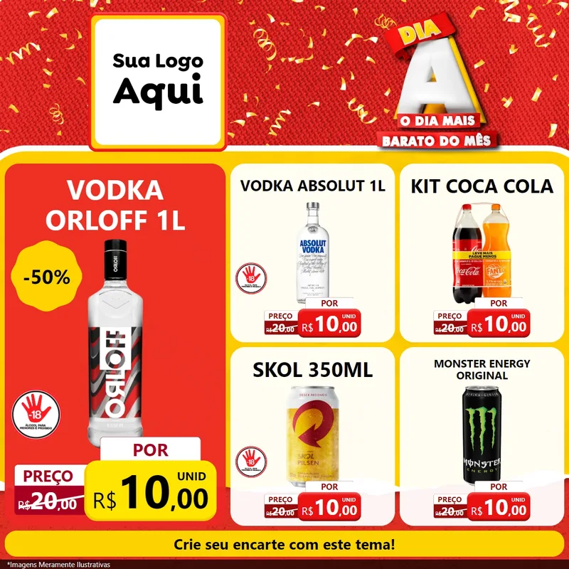Modelo de Rede Social para Feed Facebook com o tema Dia A o Dia Mais Barato do Mês para Distribuidora de bebidas