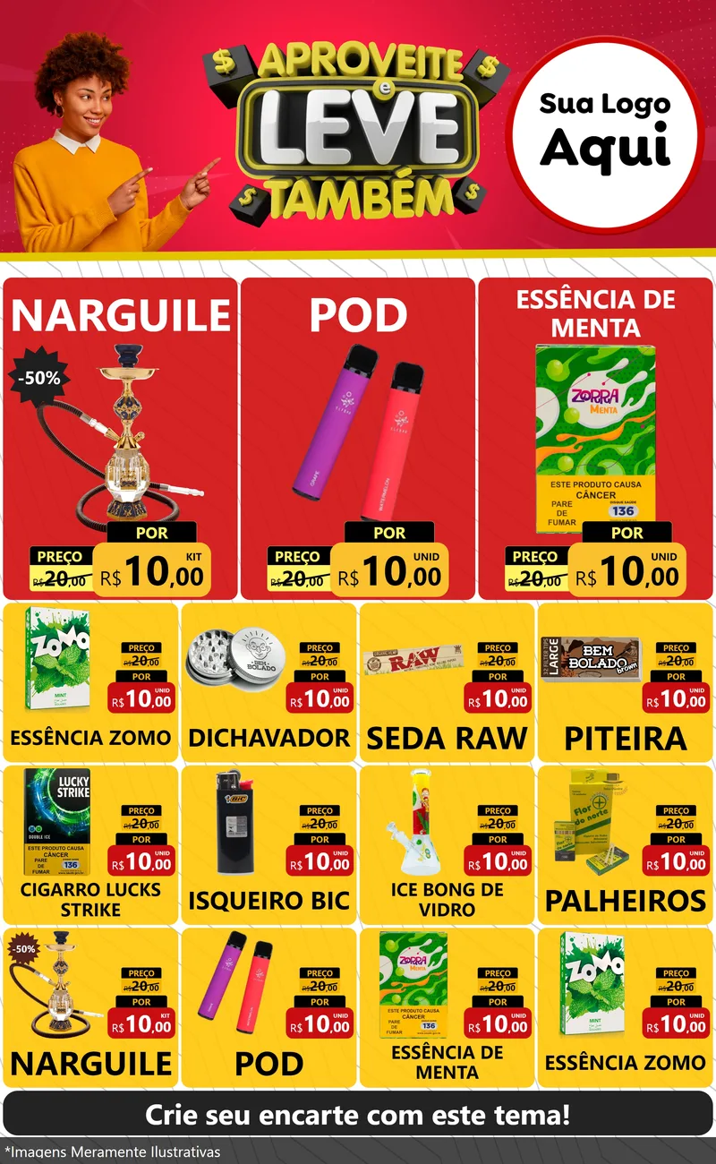 Modelo de Encarte para Encarte Grande com o tema Aproveite e Leve Também para Tabacaria