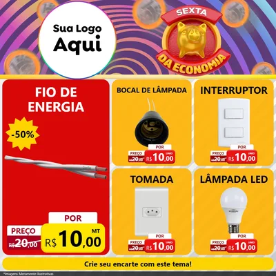 Modelo de Rede Social para Feed Facebook com o tema Sexta da Economia para Materiais Elétricos